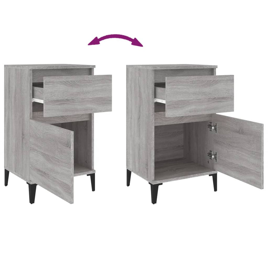 Nachtkastje 40X35X70 Cm Bewerkt Hout Grijs Sonoma Eikenkleurig