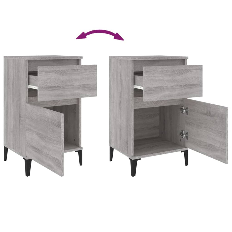 Nachtkastjes 2 St 40X35X70 Cm Bewerkt Hout Grijs Sonoma Eiken