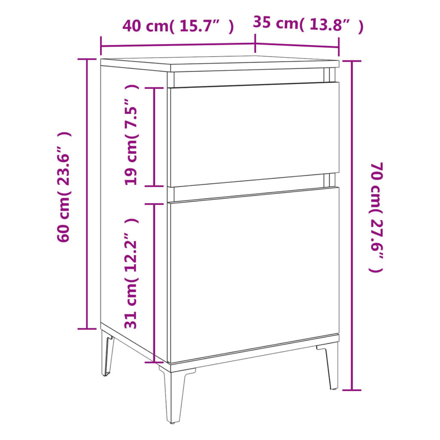 Nachtkastjes 2 St 40X35X70 Cm Bewerkt Hout Grijs Sonoma Eiken
