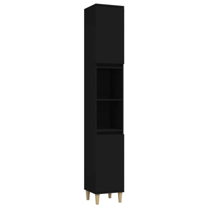 Badkamerkast 30X30X90 Cm Bewerkt Hout Zwart