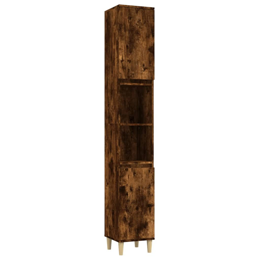 Badkamerkast 30X30X90 Cm Bewerkt Hout Kleurig Gerookt eiken