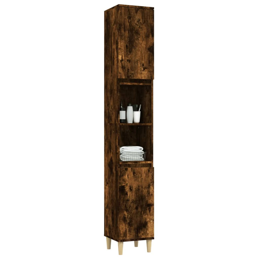 Badkamerkast 30X30X90 Cm Bewerkt Hout Kleurig Gerookt eiken