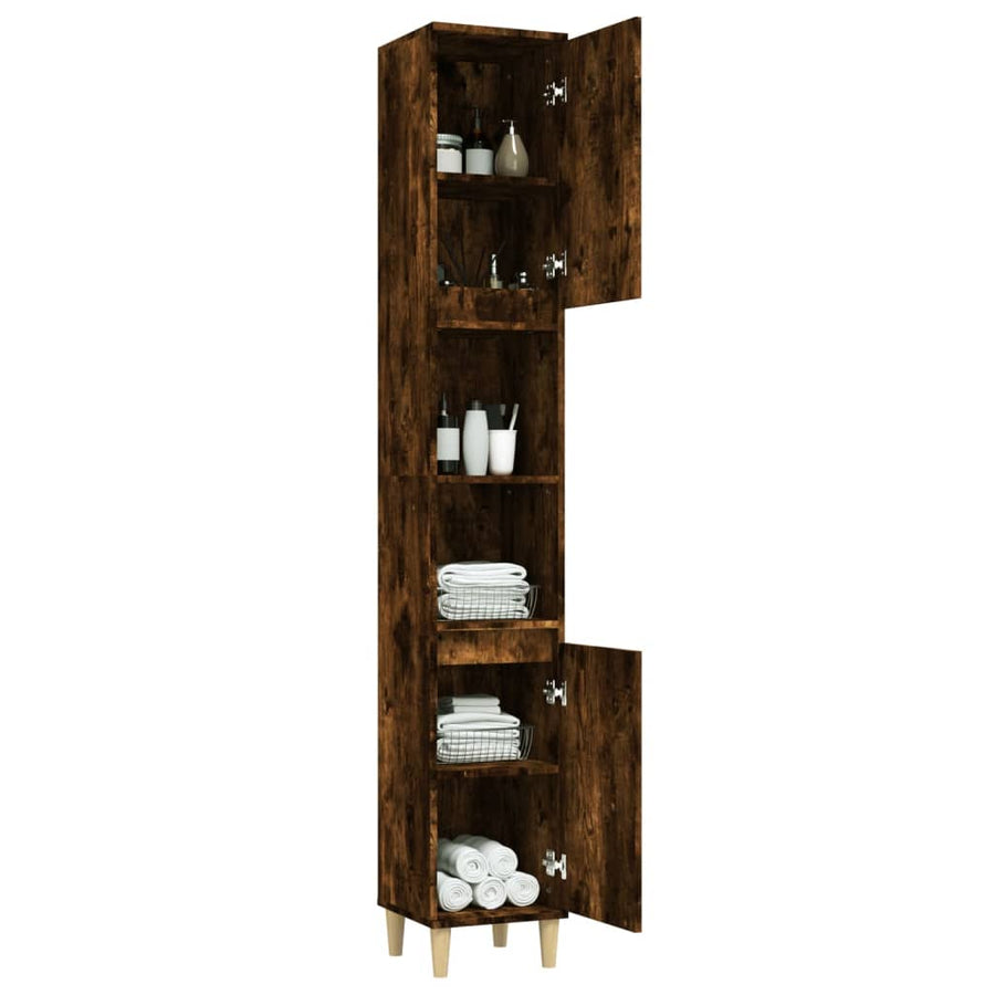 Badkamerkast 30X30X90 Cm Bewerkt Hout Kleurig Gerookt eiken