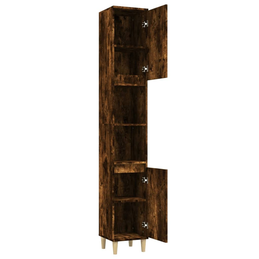 Badkamerkast 30X30X90 Cm Bewerkt Hout Kleurig Gerookt eiken
