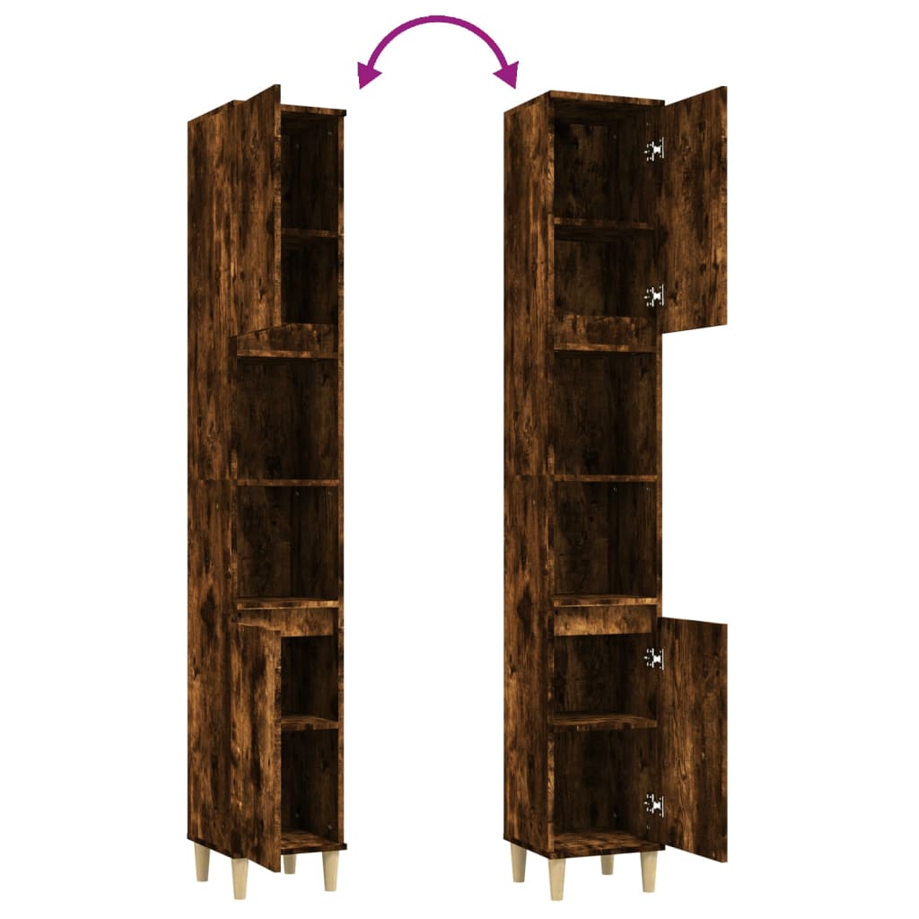 Badkamerkast 30X30X90 Cm Bewerkt Hout Kleurig Gerookt eiken