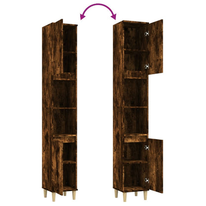 Badkamerkast 30X30X90 Cm Bewerkt Hout Kleurig Gerookt eiken