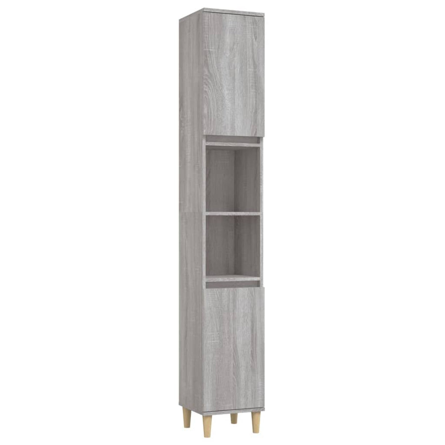 Badkamerkast 30X30X90 Cm Bewerkt Hout Eikenkleur Grijs sonoma