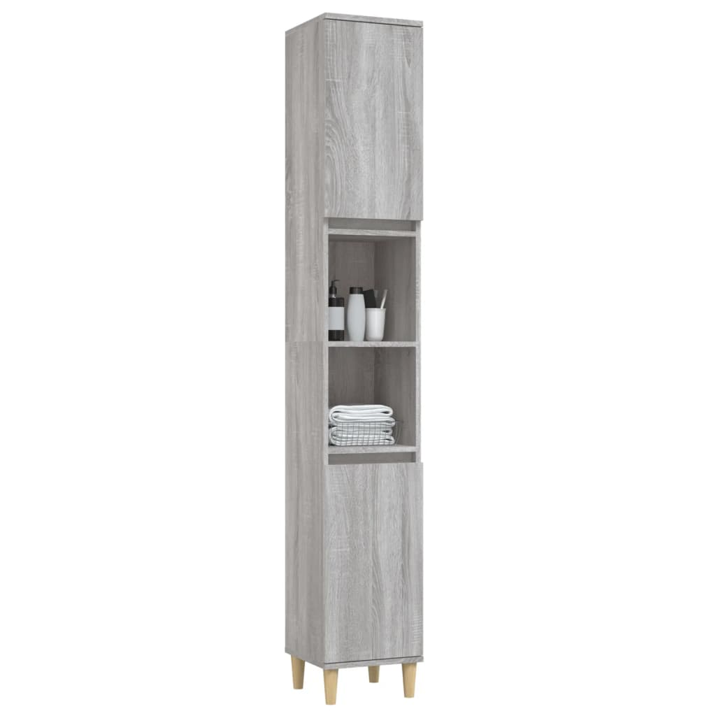 Badkamerkast 30X30X90 Cm Bewerkt Hout Eikenkleur Grijs sonoma