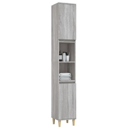 Badkamerkast 30X30X90 Cm Bewerkt Hout Eikenkleur Grijs sonoma