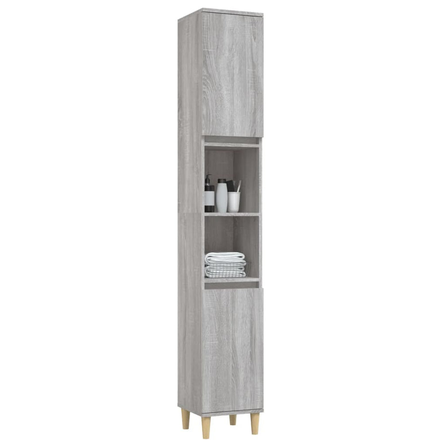 Badkamerkast 30X30X90 Cm Bewerkt Hout Eikenkleur Grijs sonoma
