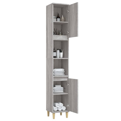 Badkamerkast 30X30X90 Cm Bewerkt Hout Eikenkleur Grijs sonoma