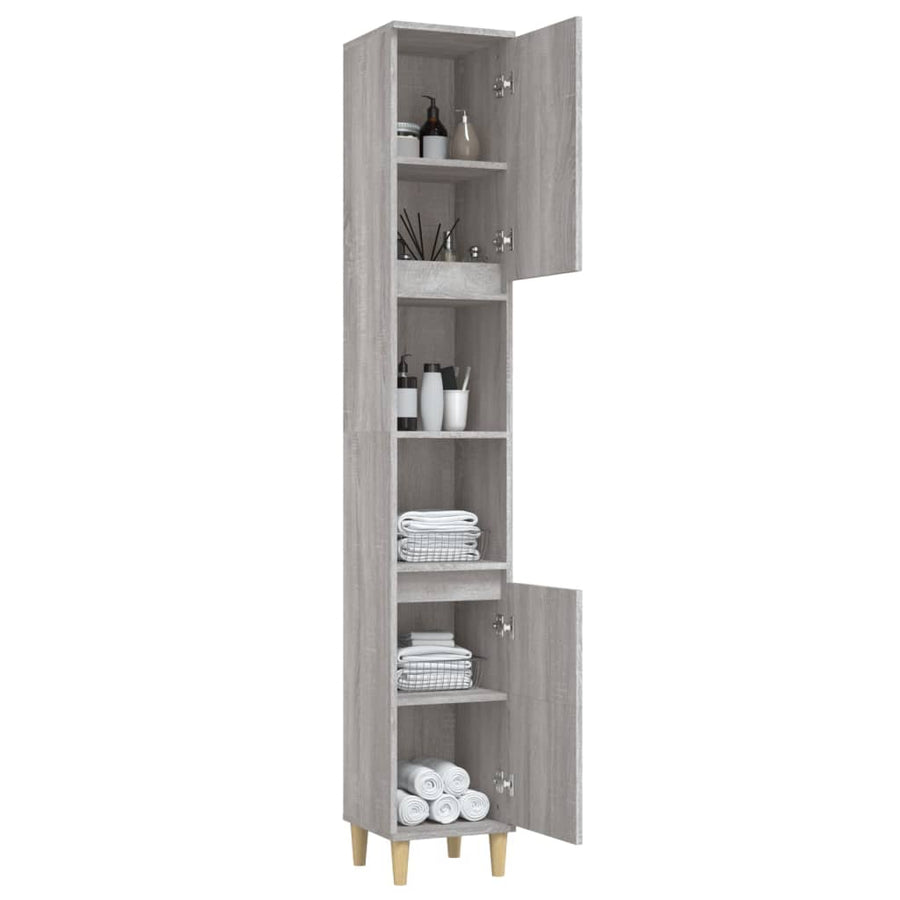 Badkamerkast 30X30X90 Cm Bewerkt Hout Eikenkleur Grijs sonoma
