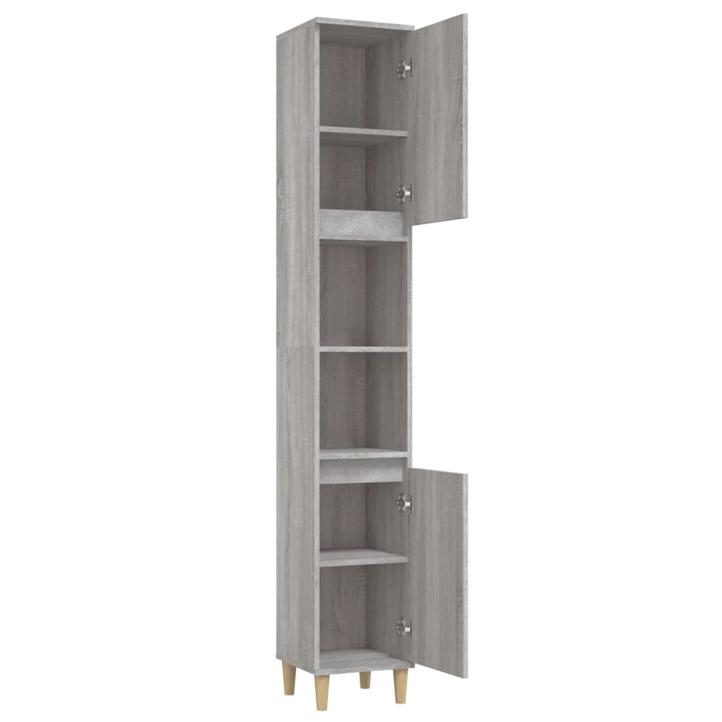 Badkamerkast 30X30X90 Cm Bewerkt Hout Eikenkleur Grijs sonoma