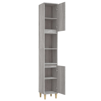 Badkamerkast 30X30X90 Cm Bewerkt Hout Eikenkleur Grijs sonoma