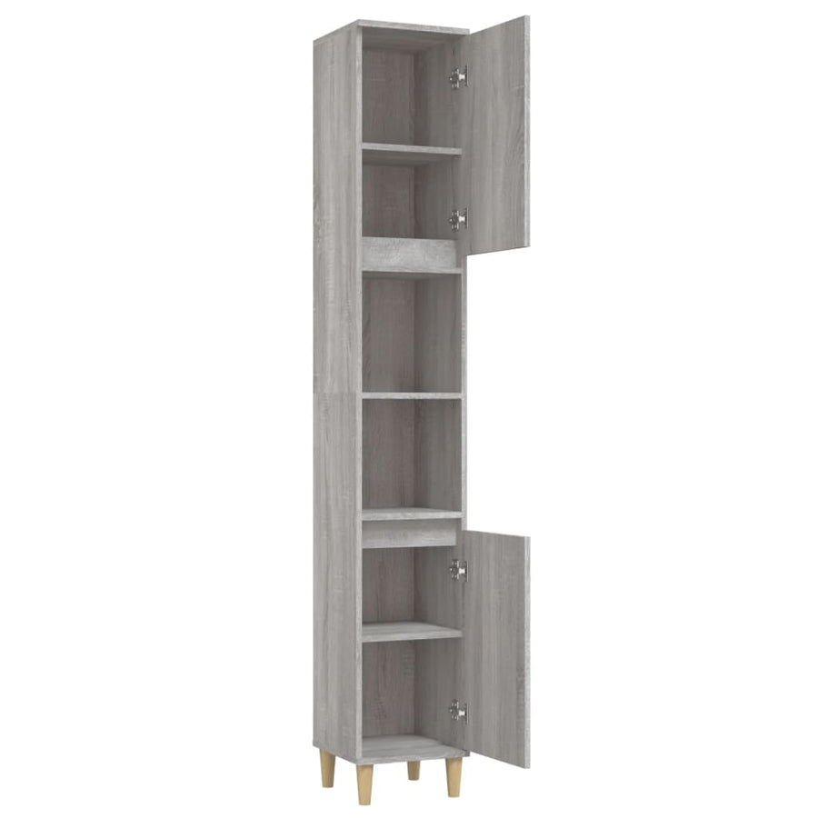 Badkamerkast 30X30X90 Cm Bewerkt Hout Eikenkleur Grijs sonoma