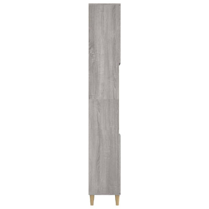 Badkamerkast 30X30X90 Cm Bewerkt Hout Eikenkleur Grijs sonoma