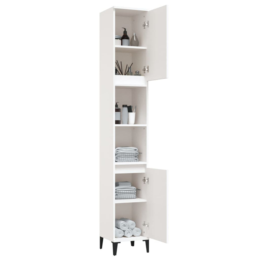 Badkamerkast 30X30X190 Cm Bewerkt Hout Wit