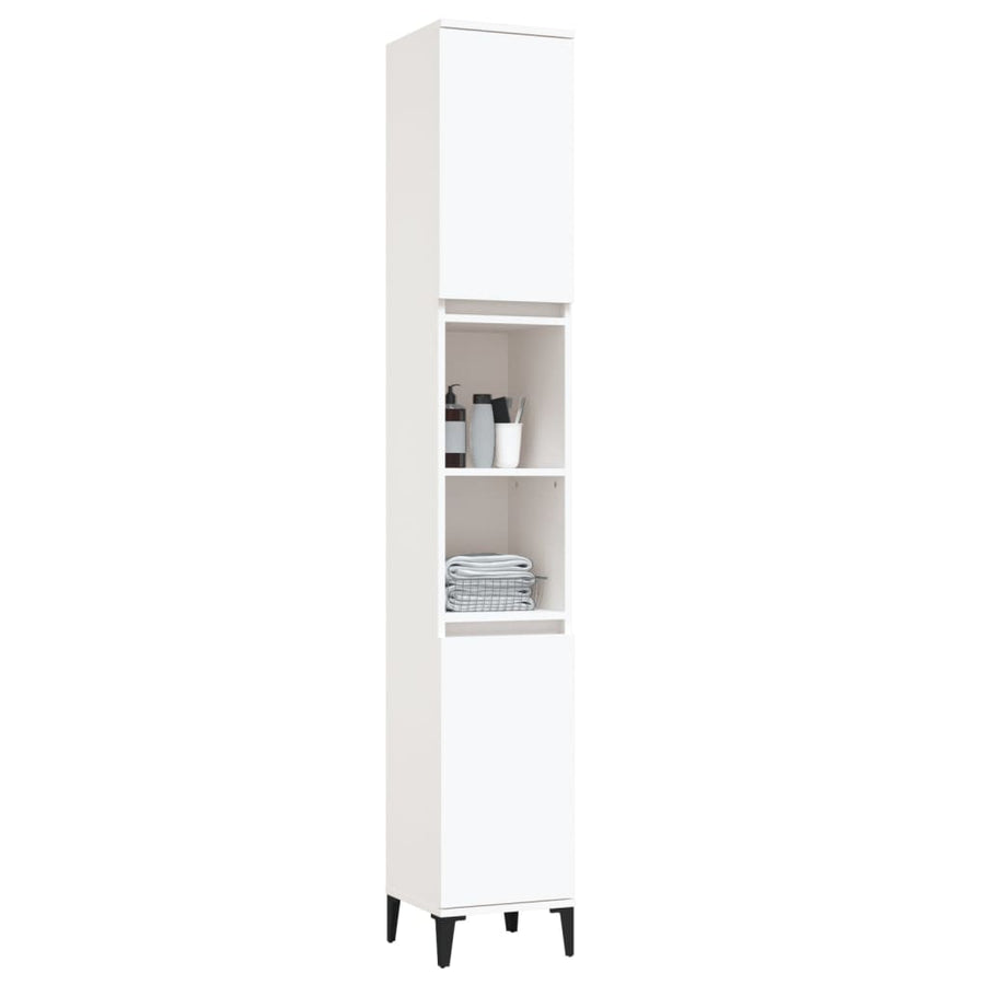 Badkamerkast 30X30X190 Cm Bewerkt Hout Wit
