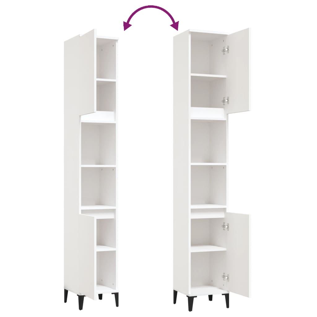 Badkamerkast 30X30X190 Cm Bewerkt Hout Wit