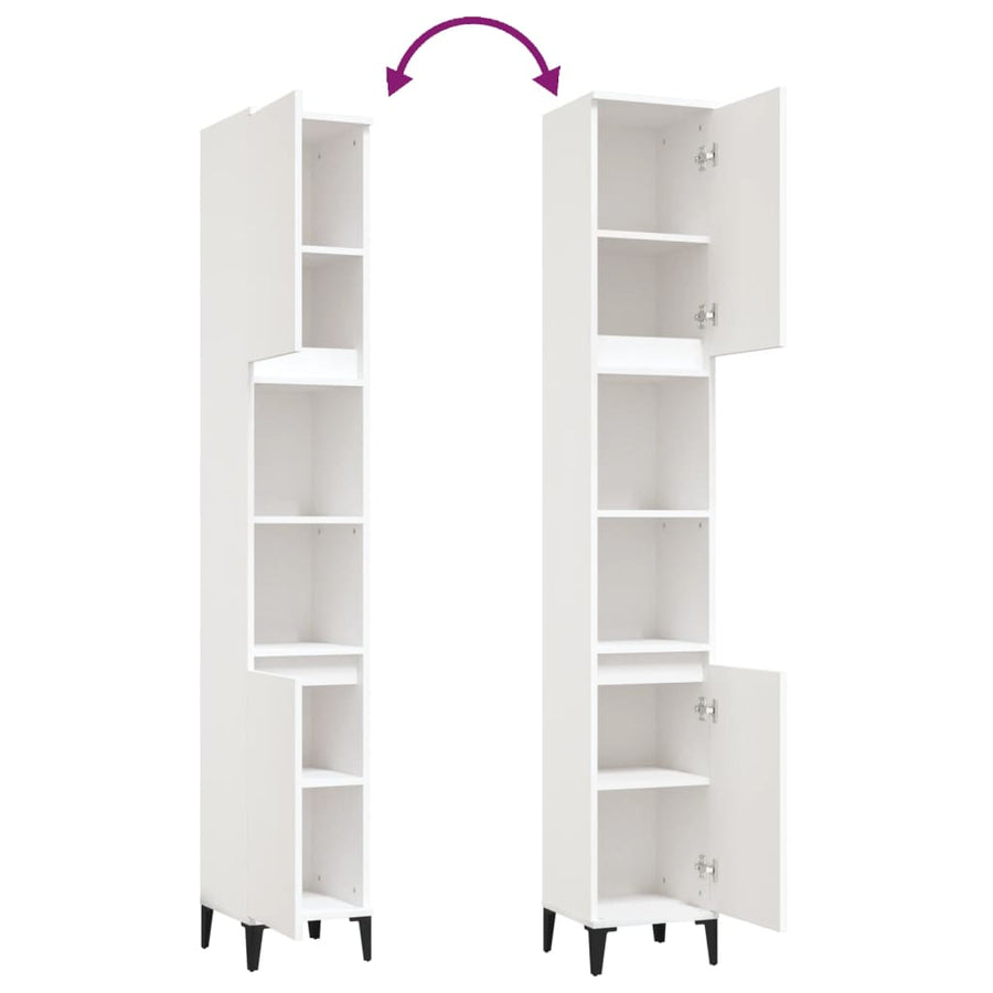 Badkamerkast 30X30X190 Cm Bewerkt Hout Wit