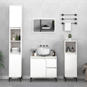Bathroom cabinet 30x30x190 cm treated wood white