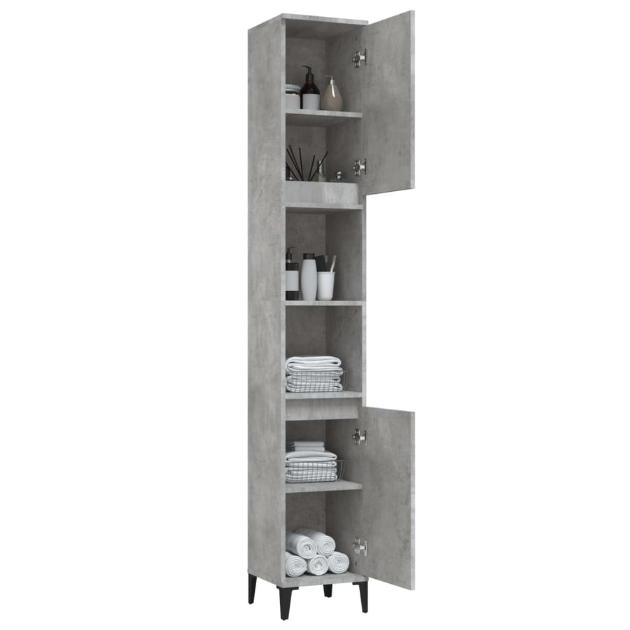 Badkamerkast 30X30X190 Cm Bewerkt Hout Betongrijs