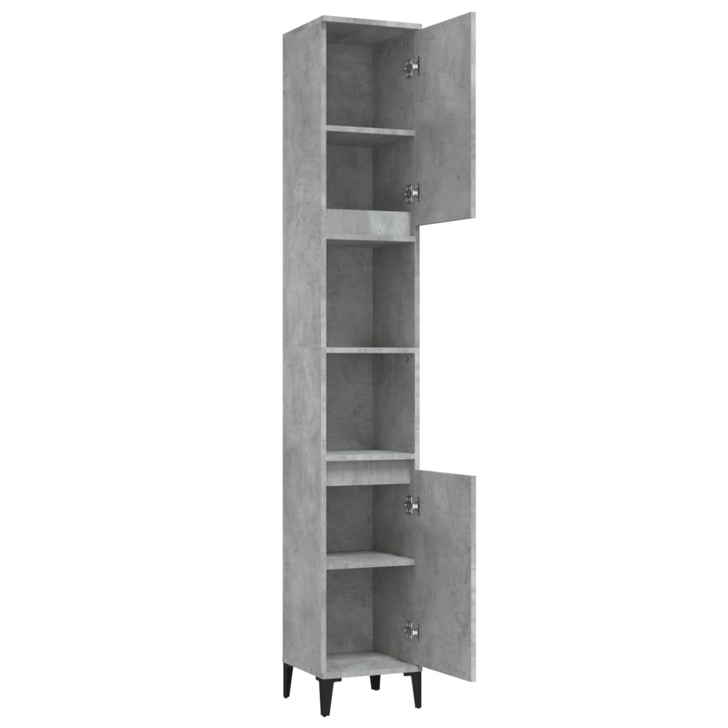 Badkamerkast 30X30X190 Cm Bewerkt Hout Betongrijs