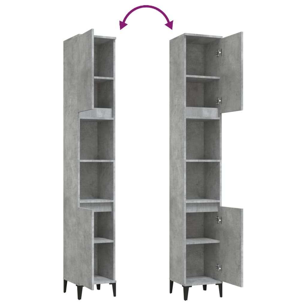 Badkamerkast 30X30X190 Cm Bewerkt Hout Betongrijs