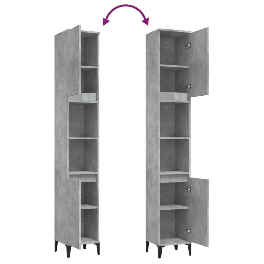 Badkamerkast 30X30X190 Cm Bewerkt Hout Betongrijs