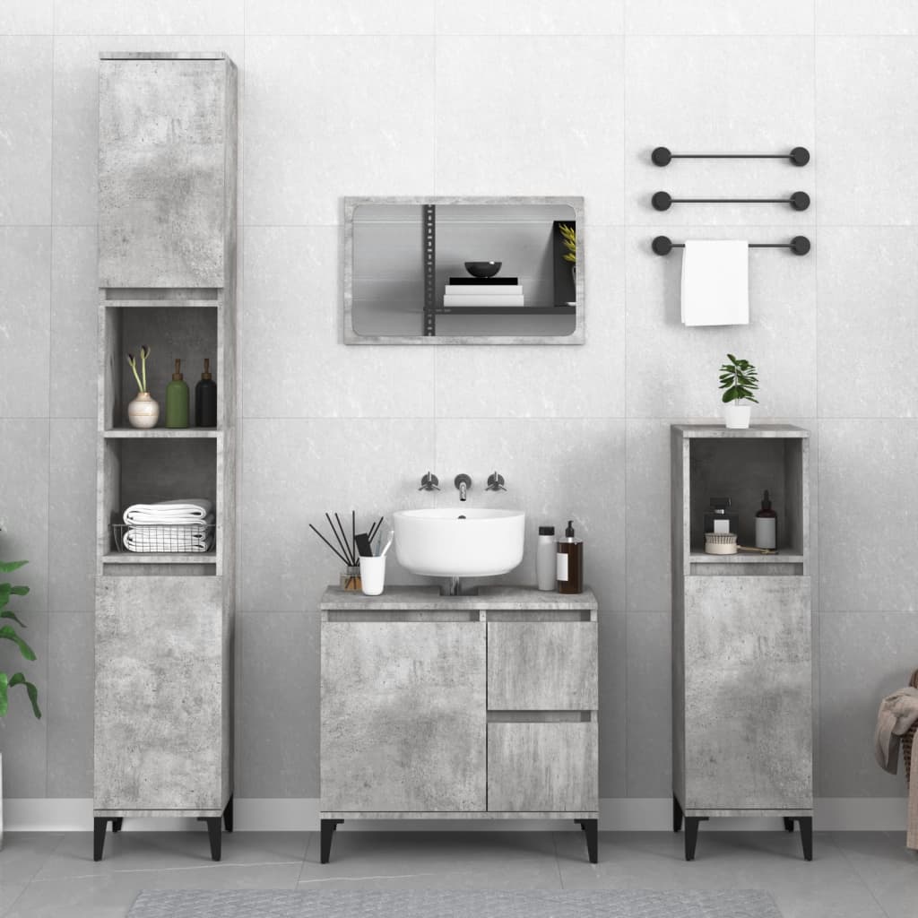 Badkamerkast 30X30X190 Cm Bewerkt Hout Betongrijs