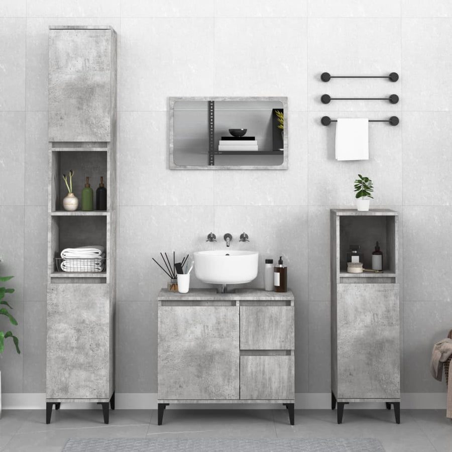 Badkamerkast 30X30X190 Cm Bewerkt Hout Betongrijs