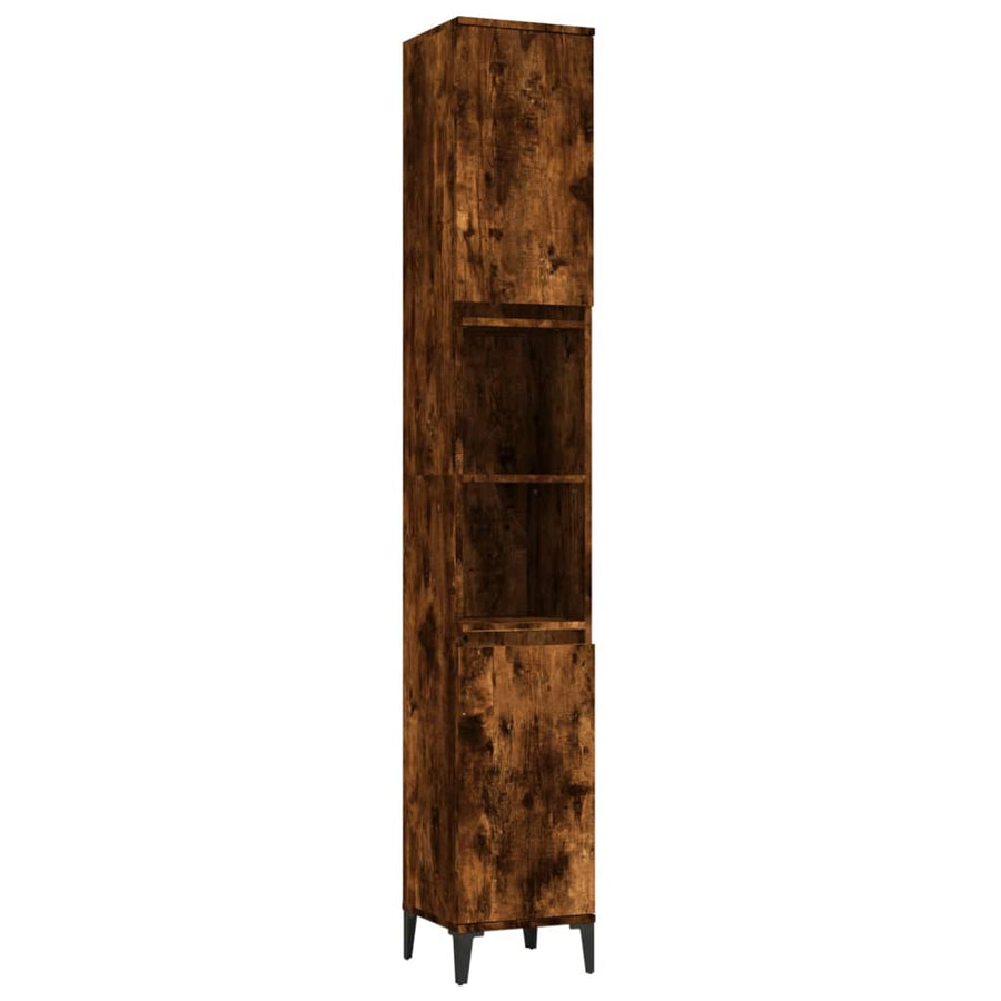 Badkamerkast 30X30X190 Cm Bewerkt Hout Gerookt Eikenkleurig
