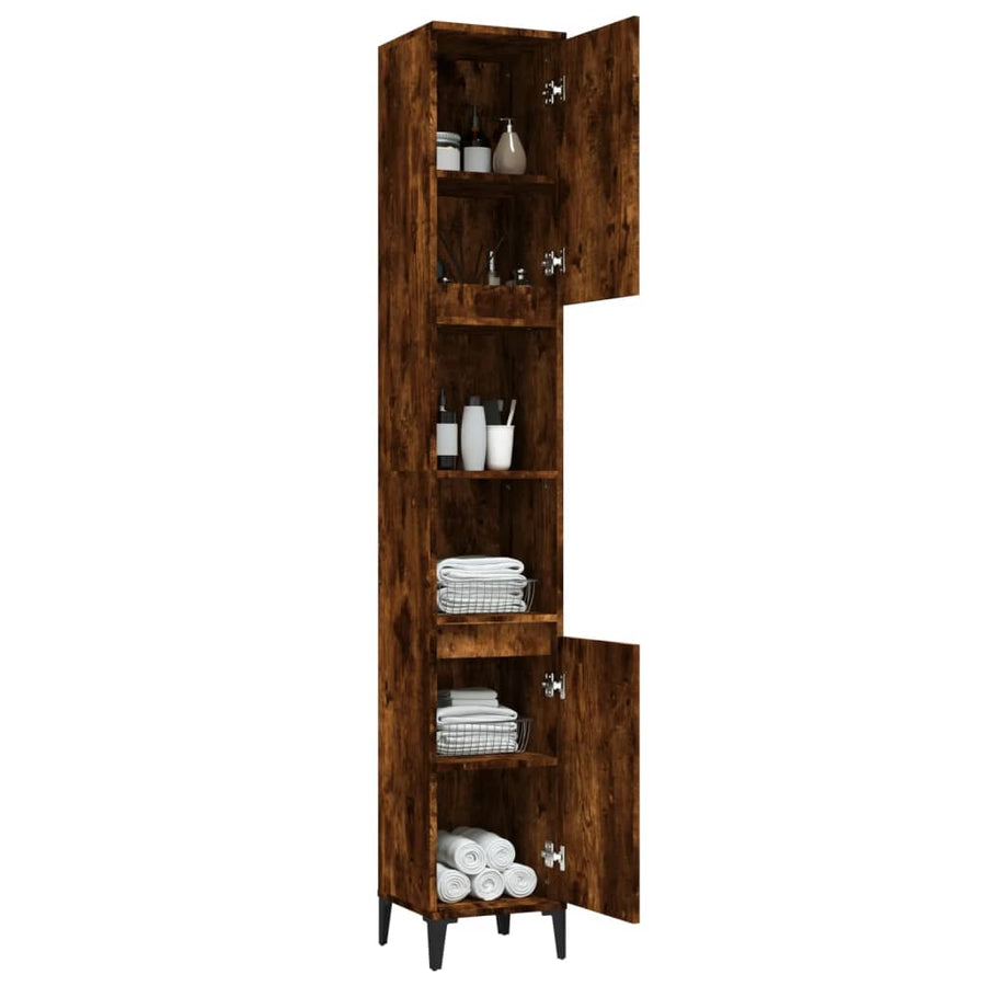 Badkamerkast 30X30X190 Cm Bewerkt Hout Gerookt Eikenkleurig