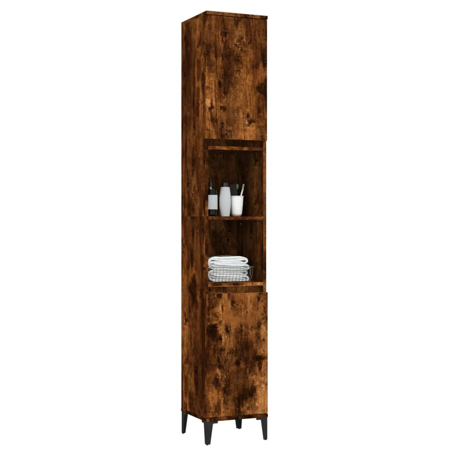 Badkamerkast 30X30X190 Cm Bewerkt Hout Gerookt Eikenkleurig