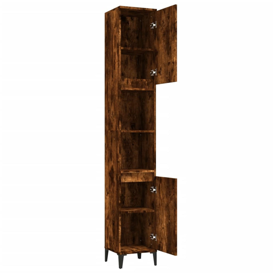 Badkamerkast 30X30X190 Cm Bewerkt Hout Gerookt Eikenkleurig