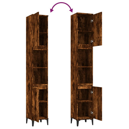 Badkamerkast 30X30X190 Cm Bewerkt Hout Gerookt Eikenkleurig