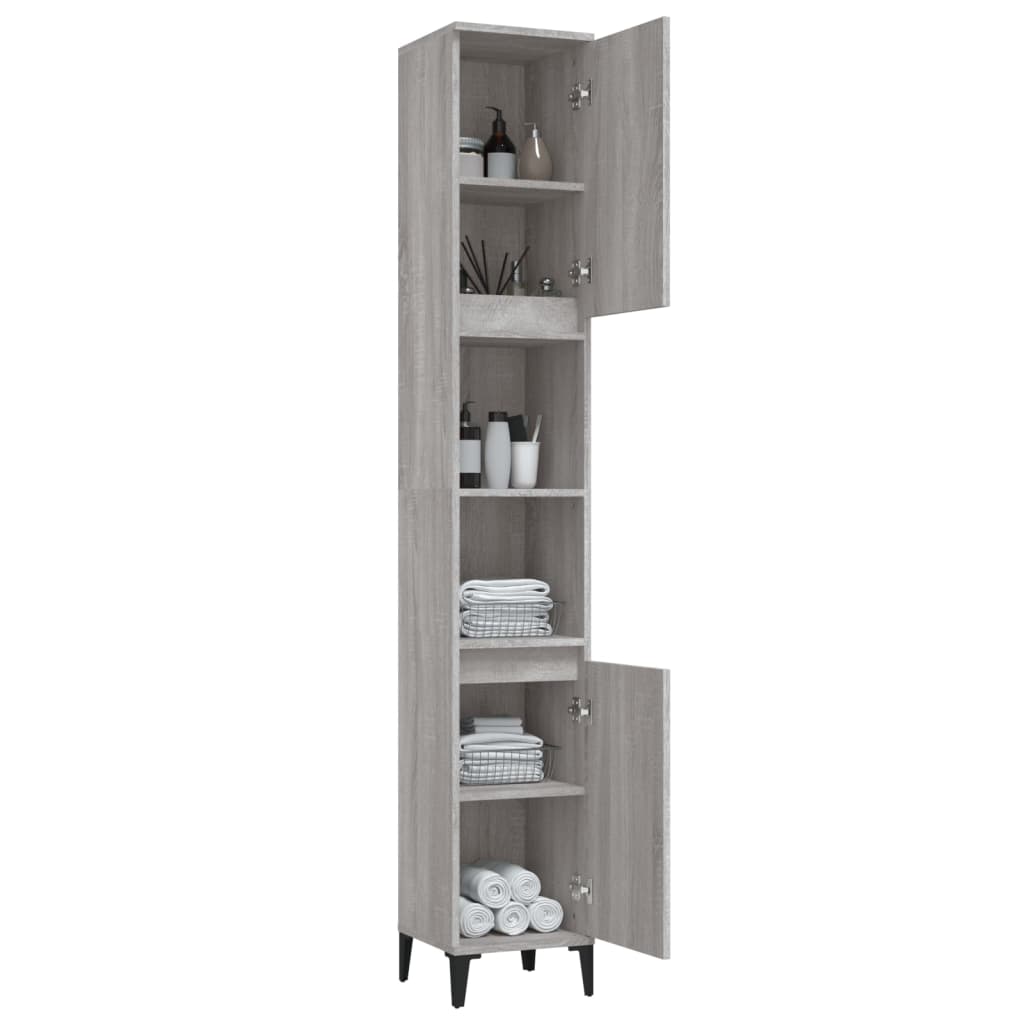 Badkamerkast 30X30X190 Cm Bewerkt Hout Grijs Sonoma Eikenkleur