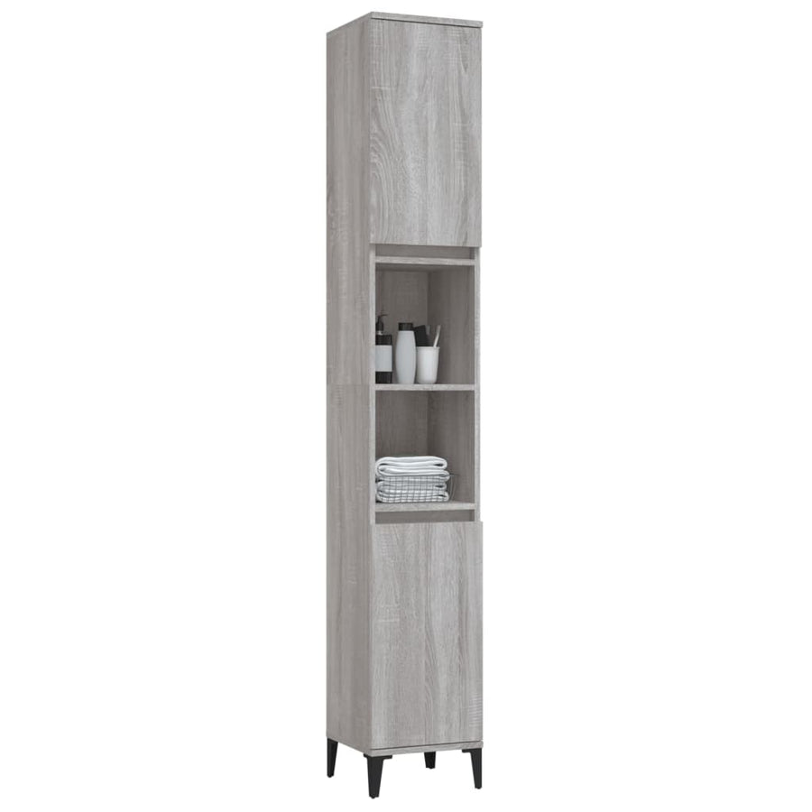 Badkamerkast 30X30X190 Cm Bewerkt Hout Grijs Sonoma Eikenkleur