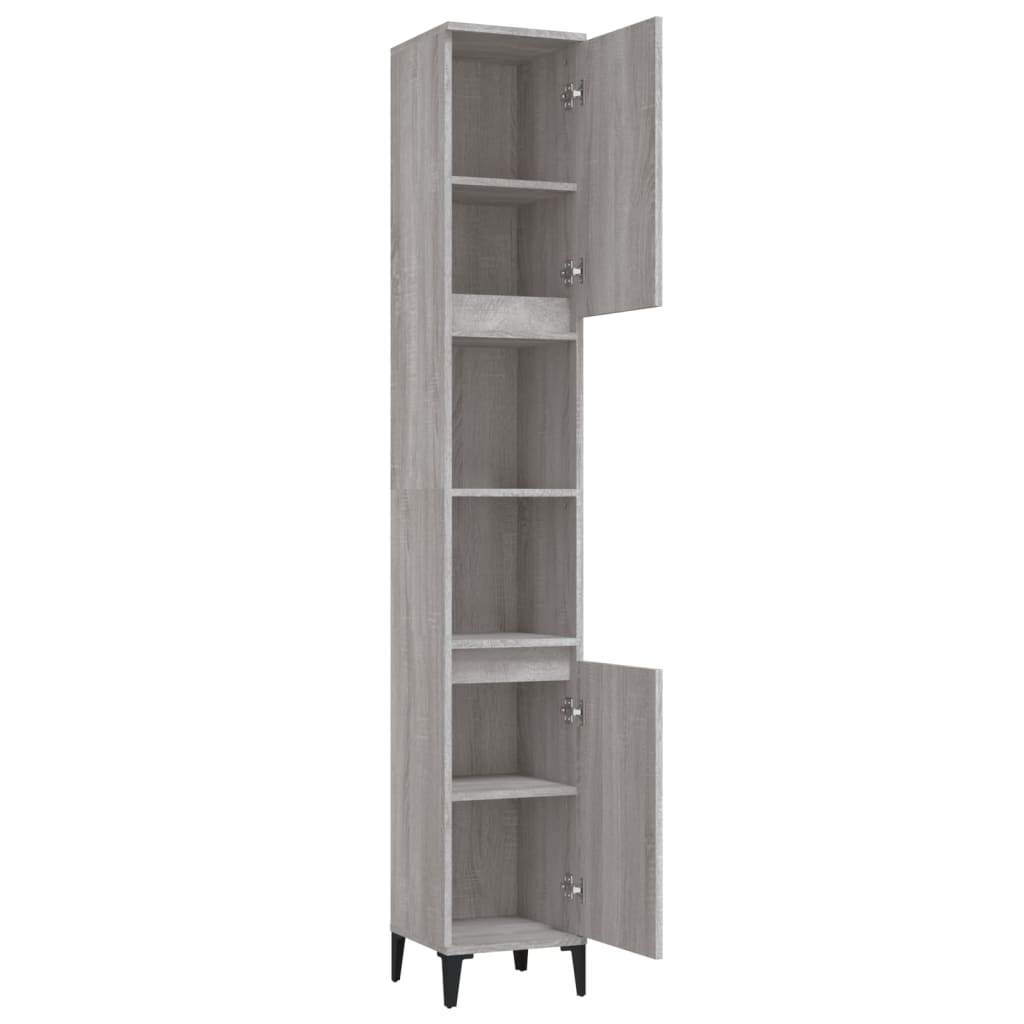 Badkamerkast 30X30X190 Cm Bewerkt Hout Grijs Sonoma Eikenkleur