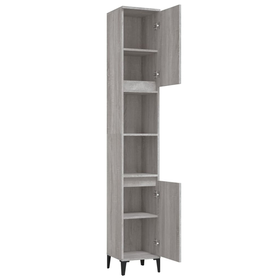 Badkamerkast 30X30X190 Cm Bewerkt Hout Grijs Sonoma Eikenkleur