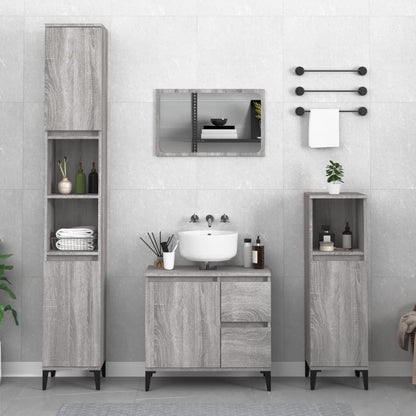 Badkamerkast 30X30X190 Cm Bewerkt Hout Grijs Sonoma Eikenkleur