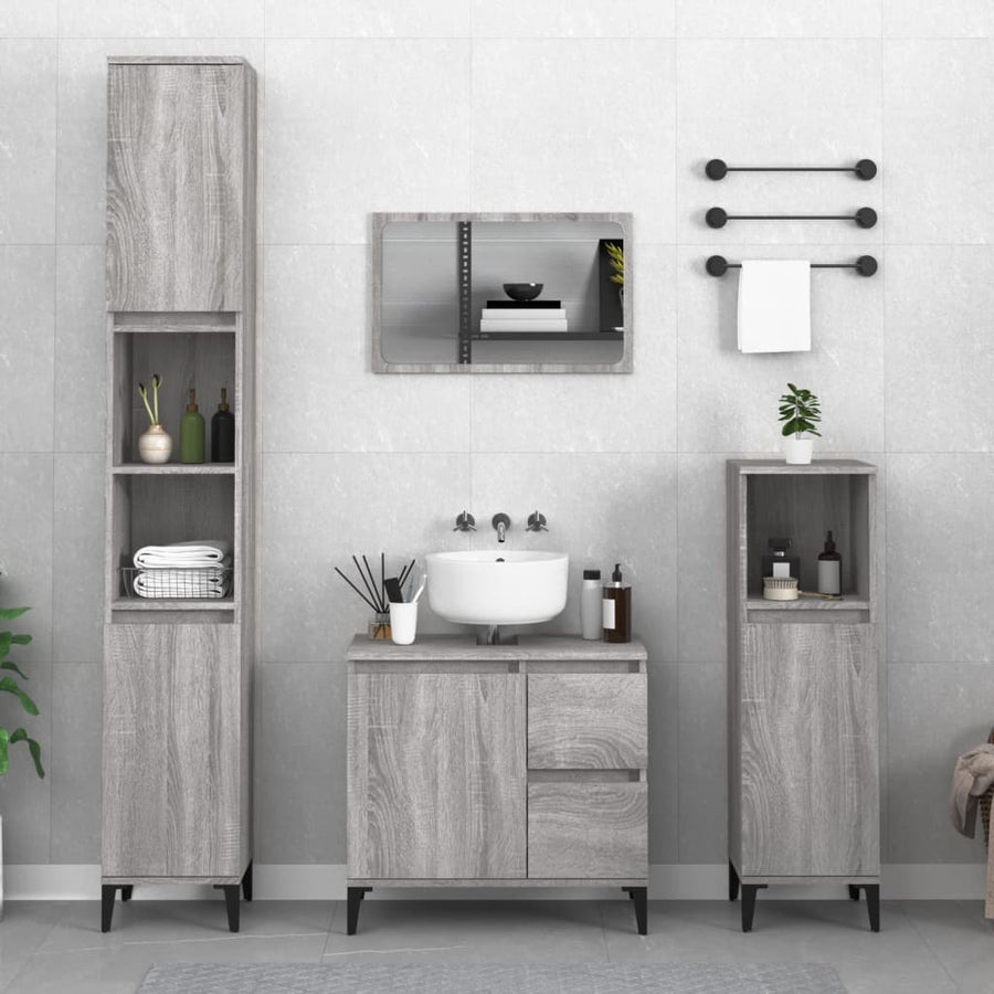 Badkamerkast 30X30X190 Cm Bewerkt Hout Grijs Sonoma Eikenkleur