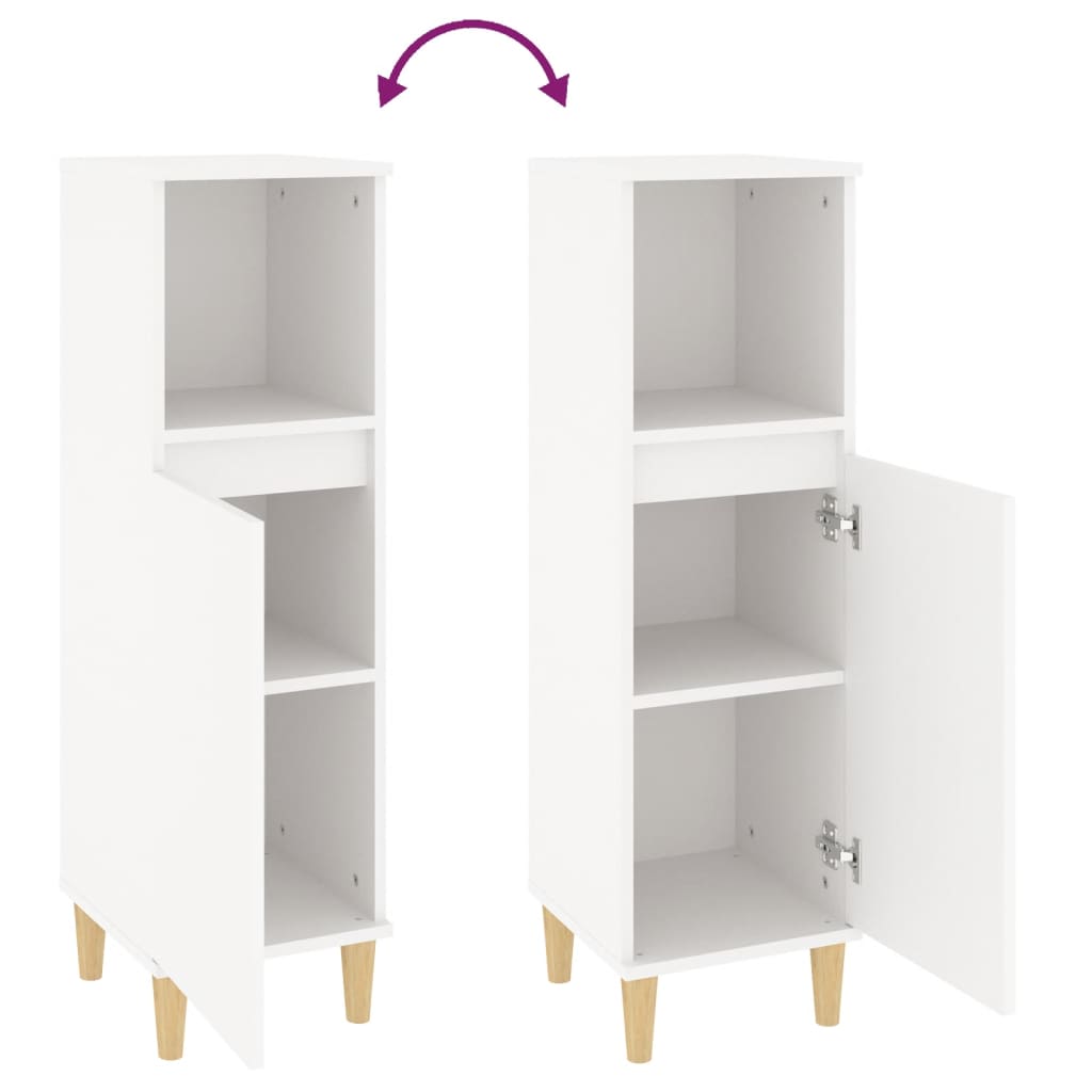 Badkamerkast 30X30X100 Cm Bewerkt Hout Wit
