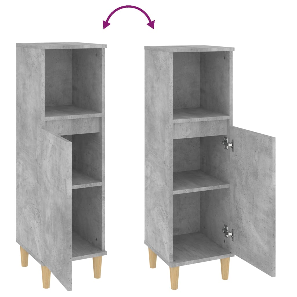 Badkamerkast 30X30X100 Cm Bewerkt Hout Betongrijs