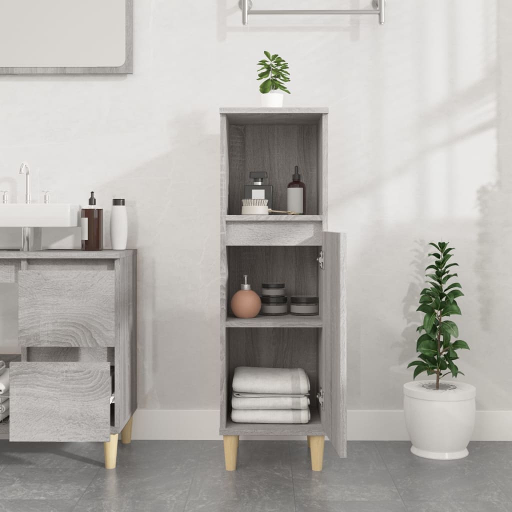 Badkamerkast 30X30X100 Cm Bewerkt Hout Grijs Sonoma Eikenkleur