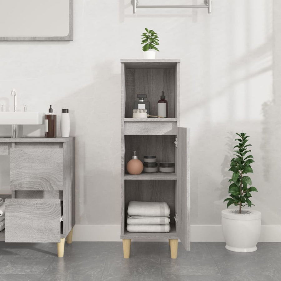 Badkamerkast 30X30X100 Cm Bewerkt Hout Grijs Sonoma Eikenkleur