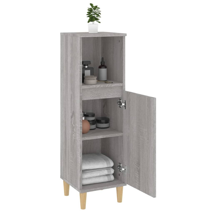 Badkamerkast 30X30X100 Cm Bewerkt Hout Grijs Sonoma Eikenkleur