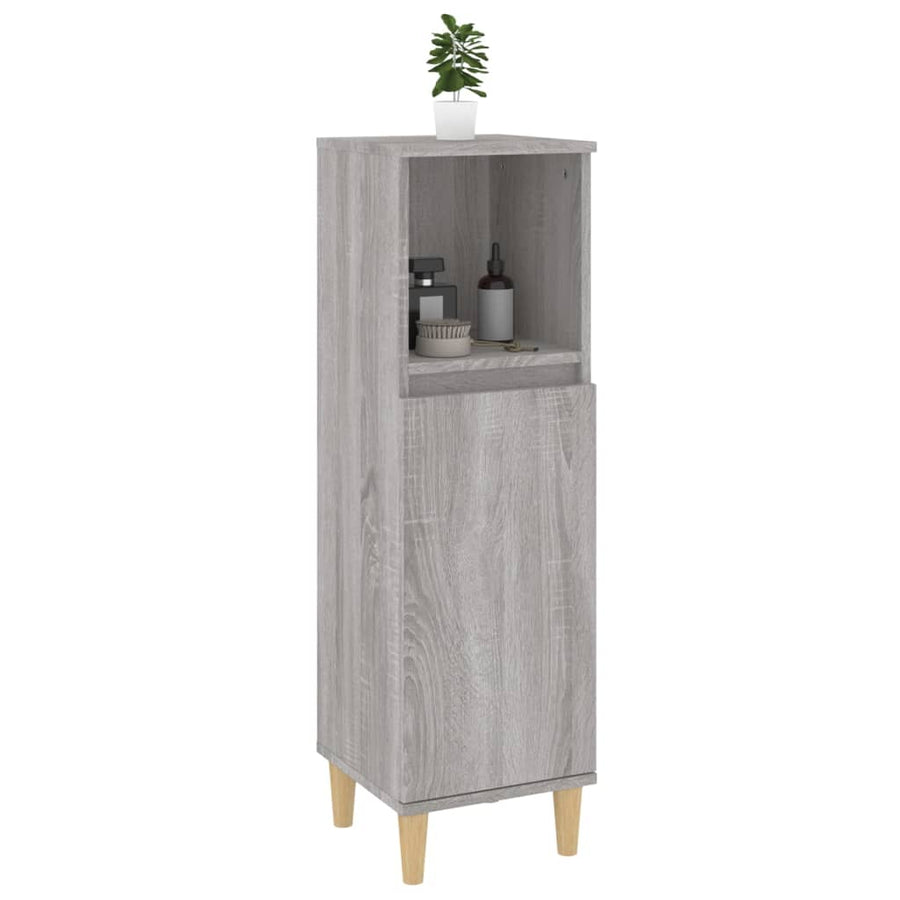 Badkamerkast 30X30X100 Cm Bewerkt Hout Grijs Sonoma Eikenkleur