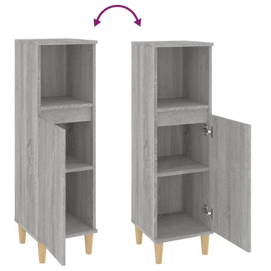 Badkamerkast 30X30X100 Cm Bewerkt Hout Grijs Sonoma Eikenkleur