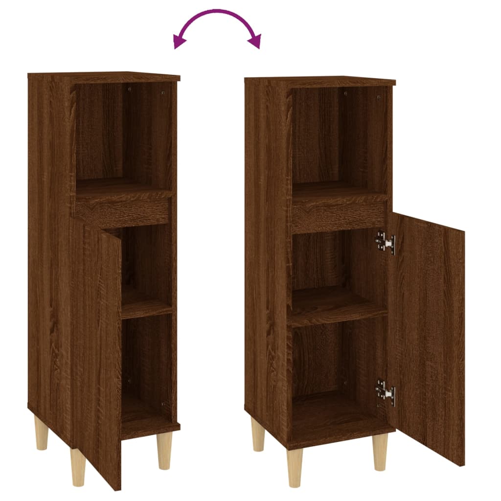 Badkamerkast 30X30X100 Cm Bewerkt Hout Bruin Eikenkleur